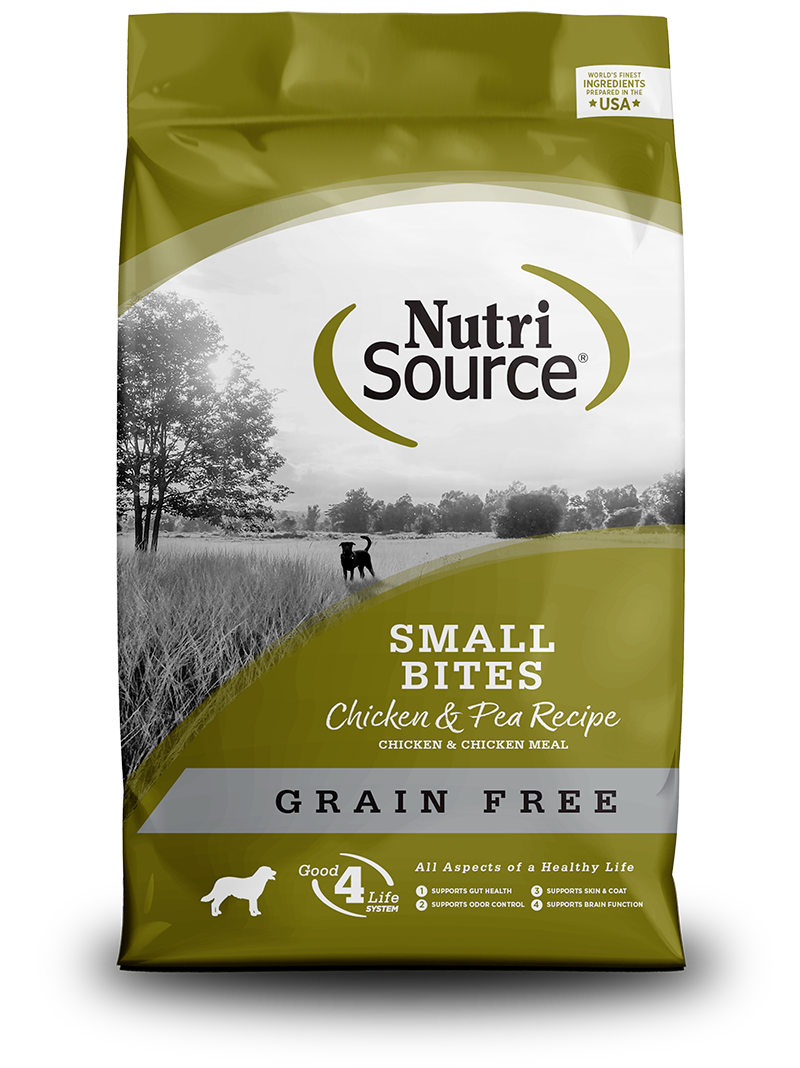 NUTRISOURCE GRAIN FREE SMALL BITES CHICKEN & PEA - DOG FOOD