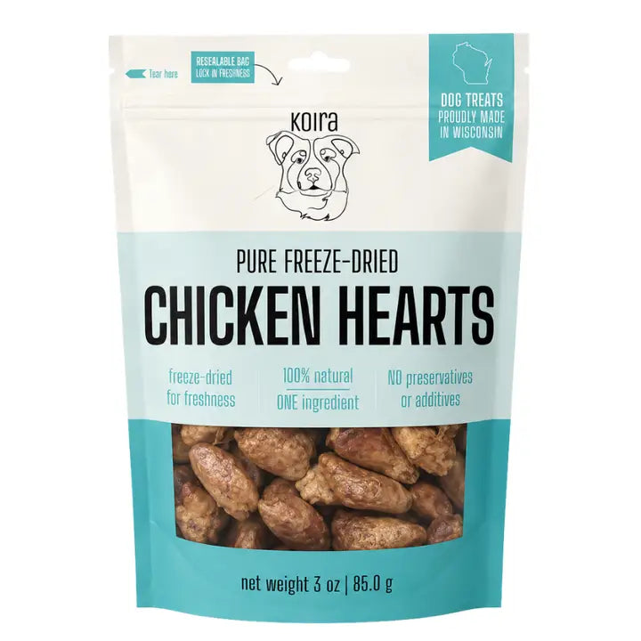 100% Freeze-Dried Chicken Hearts Dog Treats 3 oz