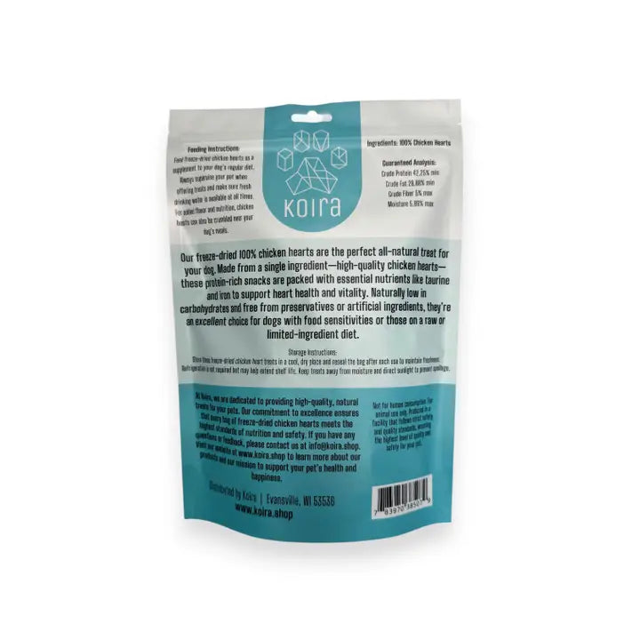 100% Freeze-Dried Chicken Hearts Dog Treats 3 oz