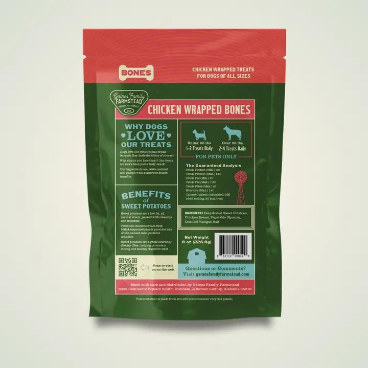 Gaines Chicken Wrapped Sweet Potato Bones 8 oz