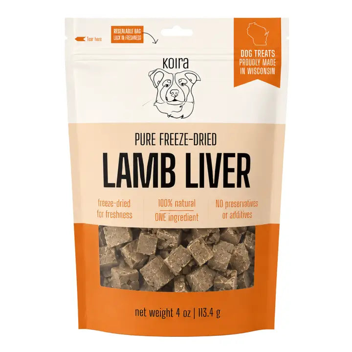 100% Freeze-Dried Lamb Liver Dog Treats 4 oz
