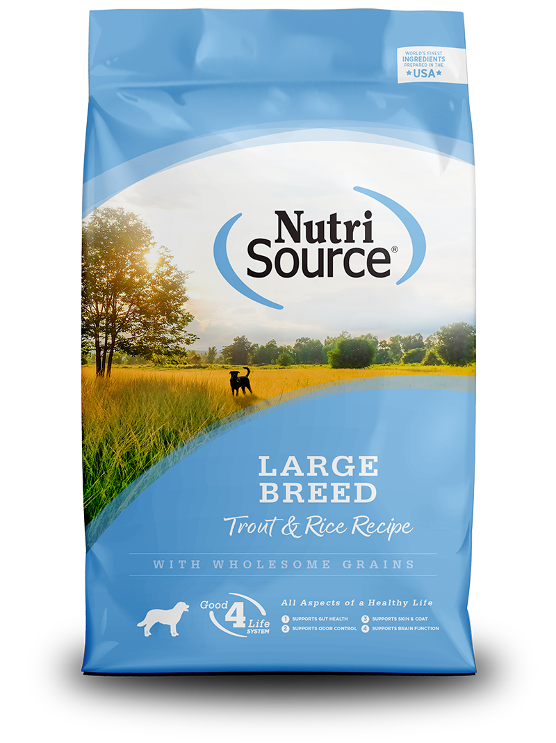 NUTRISOURCE LARGE BREED TROUT & RICE 26 LB