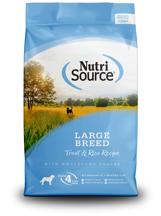 NUTRISOURCE LARGE BREED TROUT & RICE 26 LB
